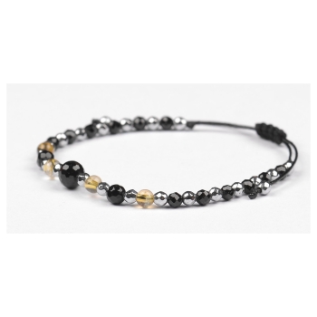 Bransoletka celebrytka czarny TURMALIN CYTRYN HEMATYT ochrona i energia